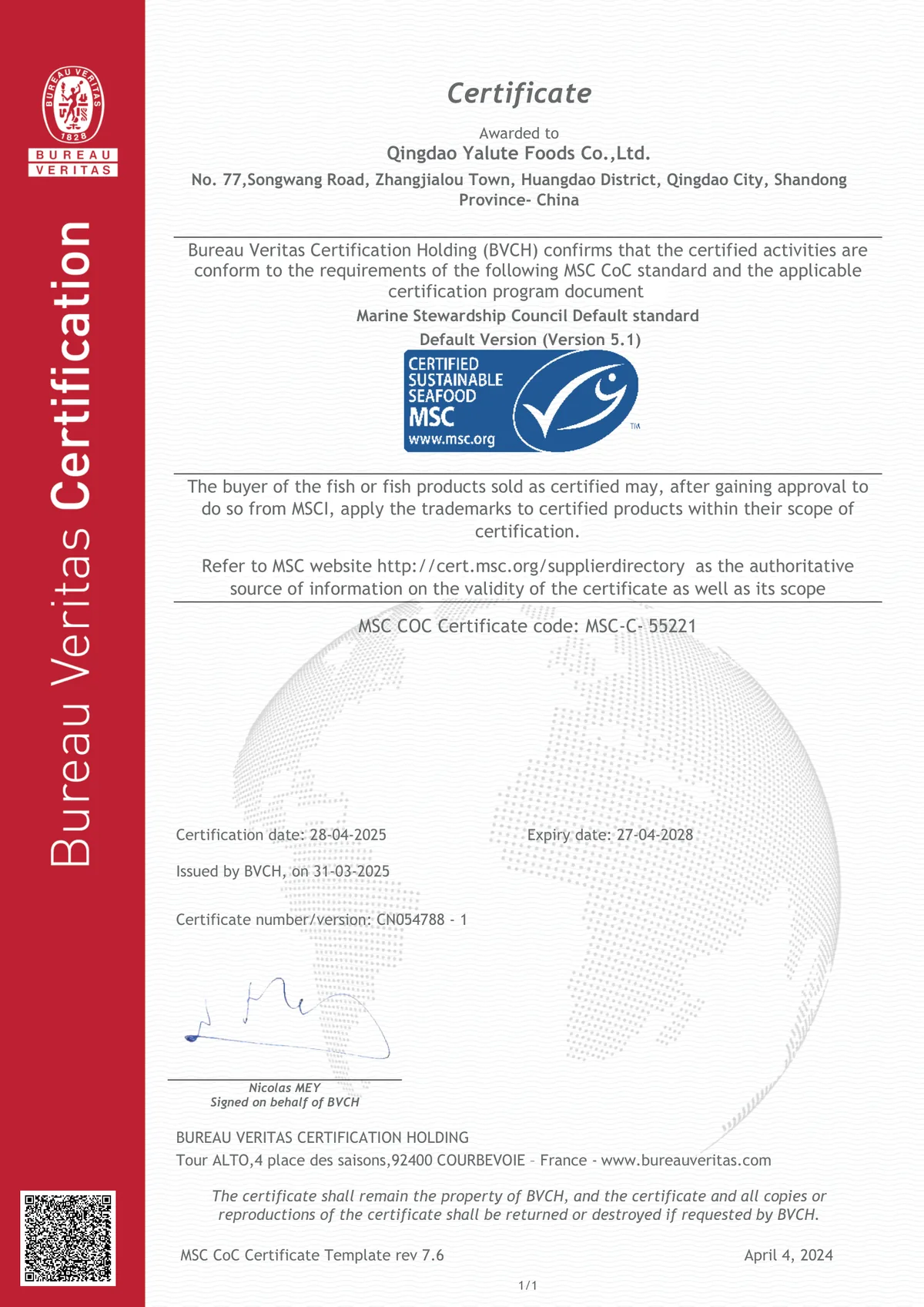 MSC CoC Certification